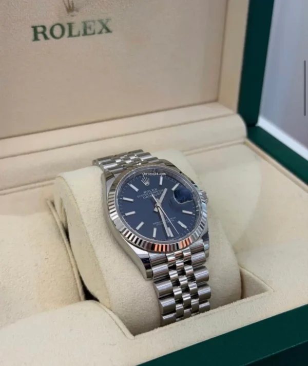 Rolex Datejust 36 mm Blu del 2024 full set top condition con documenti e scatola Rolex