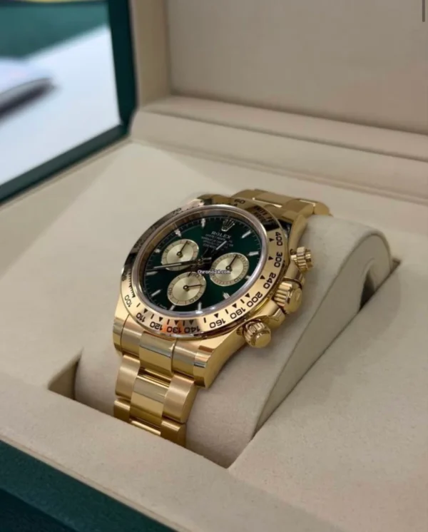 Rolex Daytona Cosmograph Daytona green verde NUOVO 2026 John mayer oro giallo full set con documenti