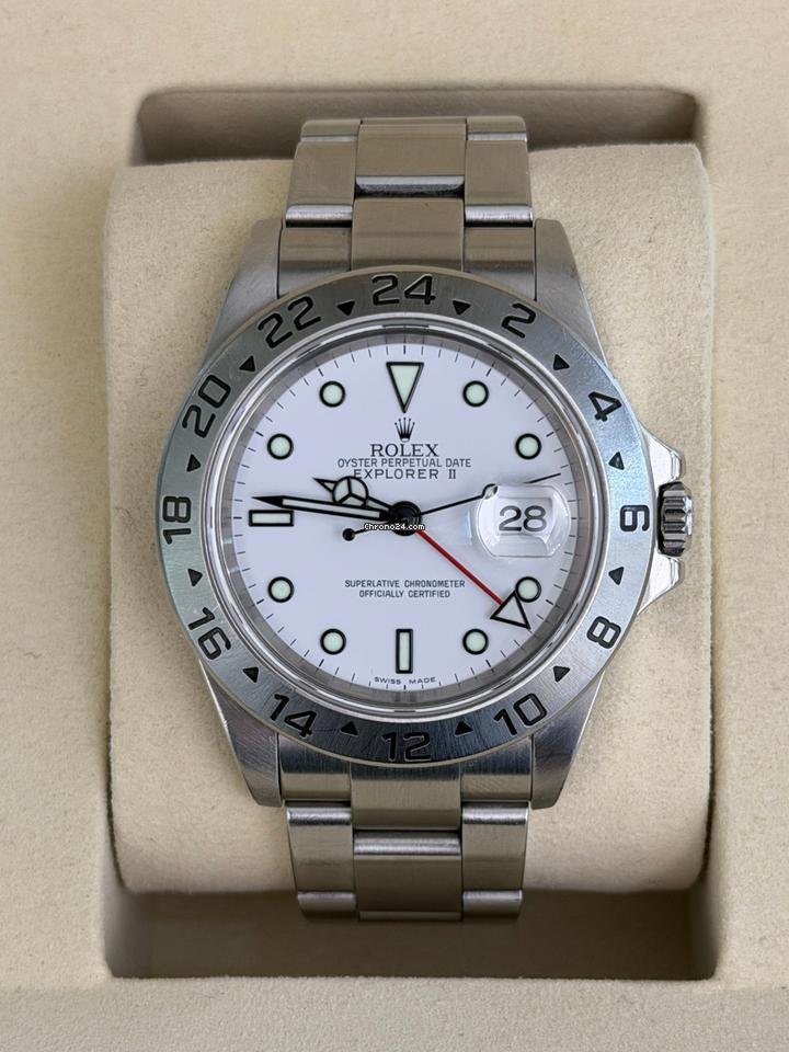 Rolex Explorer II white bianco polar Calibro 3186 del 2008 Italia card full set senza fori