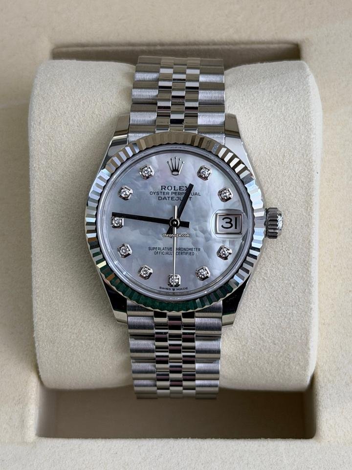 Rolex Datejust 31 NUOVO 2026 quadrante mother of pearl diamond MOP dial jubilee full set