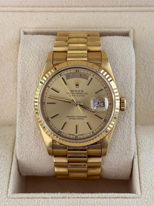 Rolex Day-Date 36 36mm del 1989 Italia yellow gold full set top condition con documenti e scatola