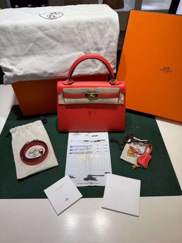 Hermès Kelly 25 sellier second hand 2016 in pelle epsom sellie