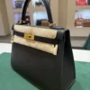 Herm&egrave;s Kelly 28 Sellier NUOVA 2025 seriale K colore Nero pelle epsom con hardware dorato