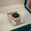 Rolex Datejust 36 acciaio oro quadrante nero in diamanti del 2008 full set con documenti