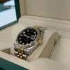 Rolex Datejust 36 acciaio oro quadrante nero in diamanti del 2008 full set con documenti