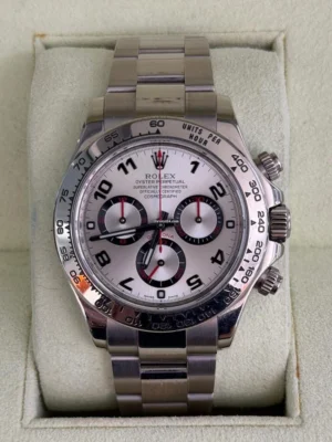 Rolex Daytona oro bianco silver racing dial del 2005 full set top condition documenti full links