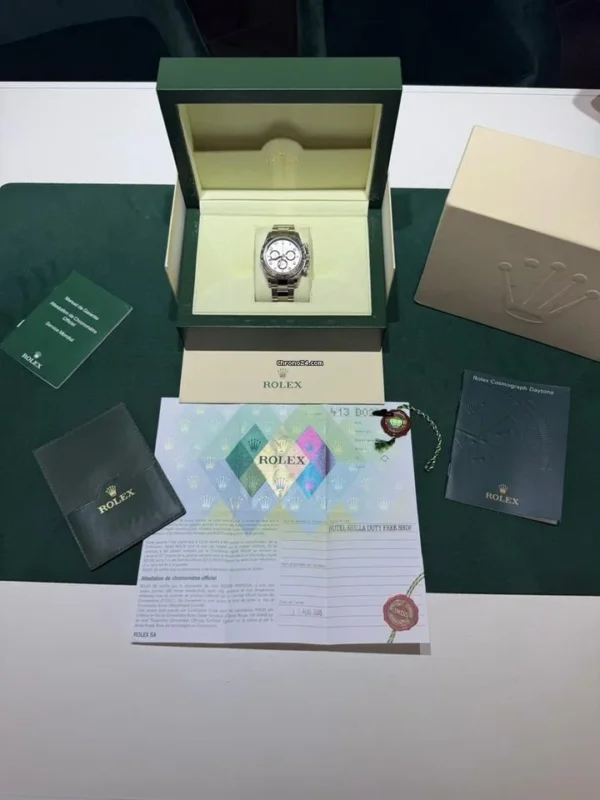 Rolex Daytona oro bianco silver racing dial del 2005 full set top condition documenti full links