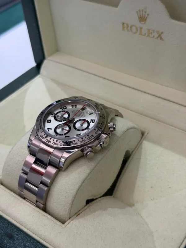 Rolex Daytona oro bianco silver racing dial del 2005 full set top condition documenti full links