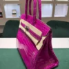 Hermès Birkin 30 CROCODYLUS POROSUS second hand fuxia del 2022 full set top condition hardware in palladio