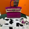 Hermès Birkin 30 CROCODYLUS POROSUS second hand fuxia del 2022 full set top condition hardware in palladio