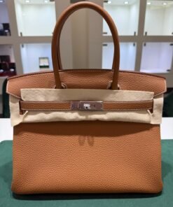 Hermès Birkin 30 retourne veau togo colore gold (marrone) stampa G NUOVA 2026 hardware palladio full set con scontrino ufficiale Hermès