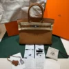 Herm&egrave;s Birkin 30 retourne veau togo colore gold (marrone) stampa G NUOVA 2026 hardware palladio full set con scontrino ufficiale Herm&egrave;s