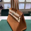 Herm&egrave;s Birkin 30 retourne veau togo colore gold (marrone) stampa G NUOVA 2026 hardware palladio full set con scontrino ufficiale Herm&egrave;s
