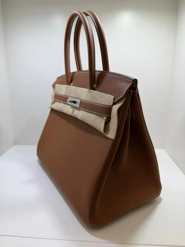Herm&egrave;s Birkin 30 retourne veau togo colore gold (marrone) stampa G NUOVA 2026 hardware palladio full set con scontrino ufficiale Herm&egrave;s