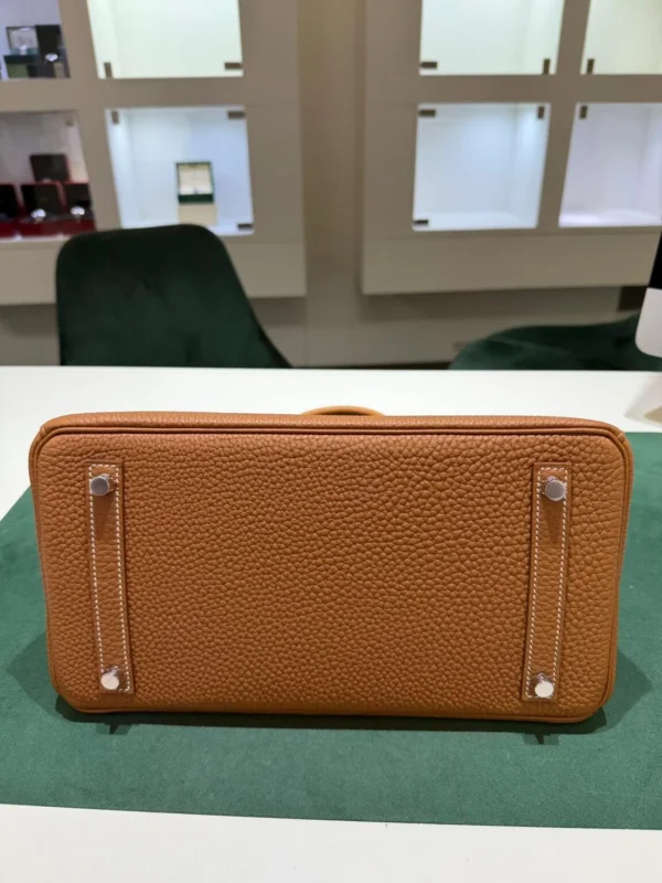 Herm&egrave;s Birkin 30 retourne veau togo colore gold (marrone) stampa G NUOVA 2026 hardware palladio full set con scontrino ufficiale Herm&egrave;s