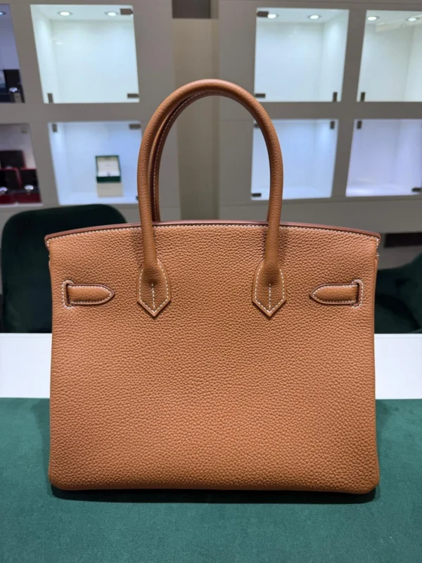Herm&egrave;s Birkin 30 retourne veau togo colore gold (marrone) stampa G NUOVA 2026 hardware palladio full set con scontrino ufficiale Herm&egrave;s