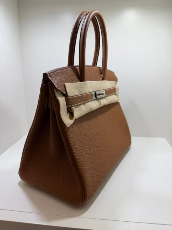 Herm&egrave;s Birkin 30 retourne veau togo colore gold (marrone) stampa G NUOVA 2026 hardware palladio full set con scontrino ufficiale Herm&egrave;s