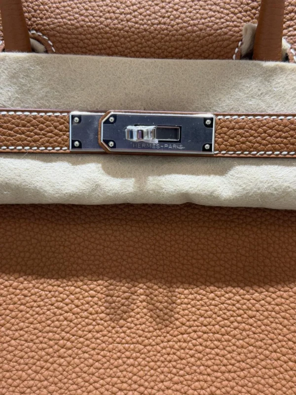 Herm&egrave;s Birkin 30 retourne veau togo colore gold (marrone) stampa G NUOVA 2026 hardware palladio full set con scontrino ufficiale Herm&egrave;s