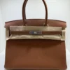 Herm&egrave;s Birkin 30 retourne veau togo colore gold (marrone) stampa G NUOVA 2026 hardware palladio full set con scontrino ufficiale Herm&egrave;s