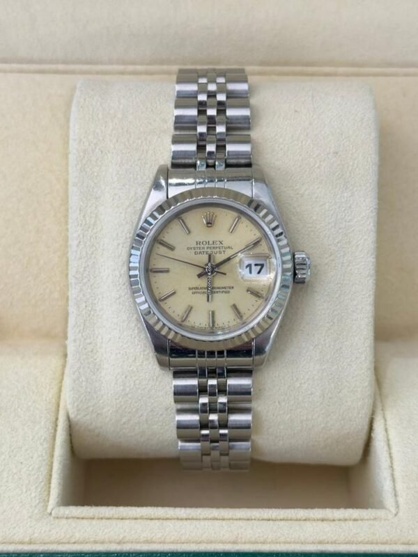 Rolex Lady-Datejust 26mm del 1996 Jubile ghiera oro bianco full set top condition con documenti