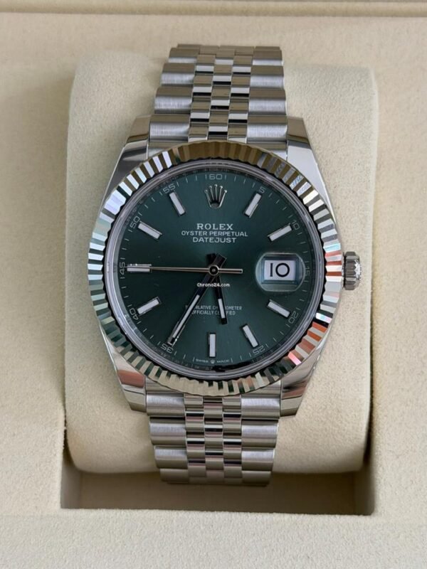 Rolex Datejust 41 NUOVO 2026 Maggio jubilee Green verde menta full set con documenti e scatola