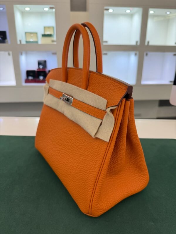 Hermès Birkin 25 retourne veau togo colore orange stampa G NUOVA 2026 Aprile hardware palladio full set con scontrino ufficiale Hermès