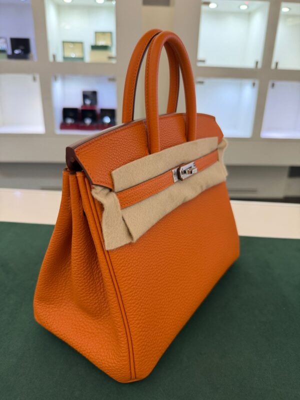 Hermès Birkin 25 retourne veau togo colore orange stampa G NUOVA 2026 Aprile hardware palladio full set con scontrino ufficiale Hermès