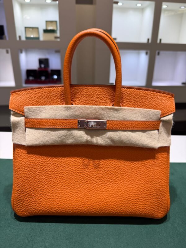 Hermès Birkin 25 retourne veau togo colore orange stampa G NUOVA 2026 Aprile hardware palladio full set con scontrino ufficiale Hermès