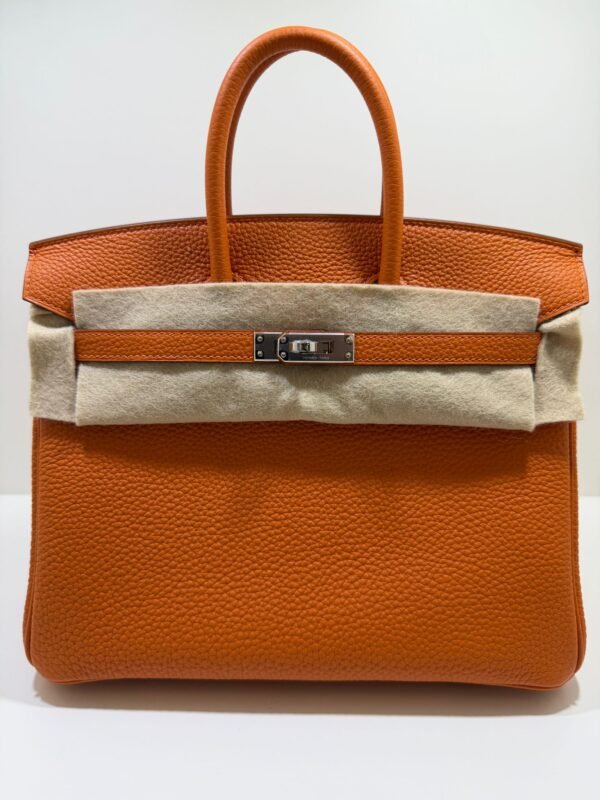 Hermès Birkin 25 retourne veau togo colore orange stampa G NUOVA 2026 Aprile hardware palladio full set con scontrino ufficiale Hermès