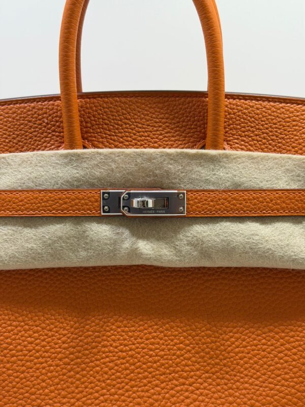Hermès Birkin 25 retourne veau togo colore orange stampa G NUOVA 2026 Aprile hardware palladio full set con scontrino ufficiale Hermès
