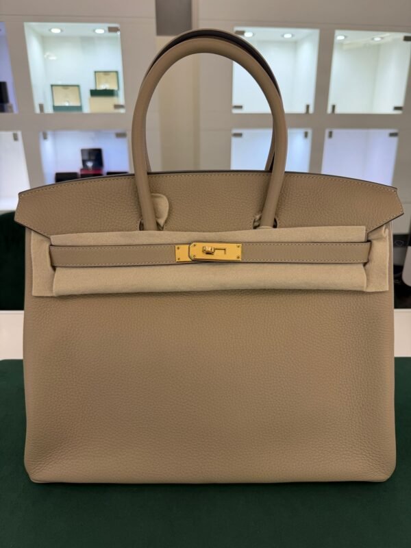 Hermès Birkin 35 veau taurillon clemence NUOVA Novembre 2021 seriale Z color sabbia ( trench) hardware dorato full set con duplicato della  fattura Hermès pellicole stickers ovunque .