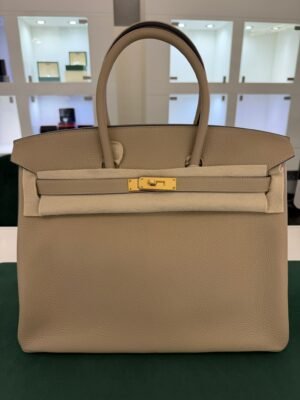 Hermès Birkin 35 veau taurillon clemence NUOVA Novembre 2021 seriale Z color sabbia ( trench) hardware dorato