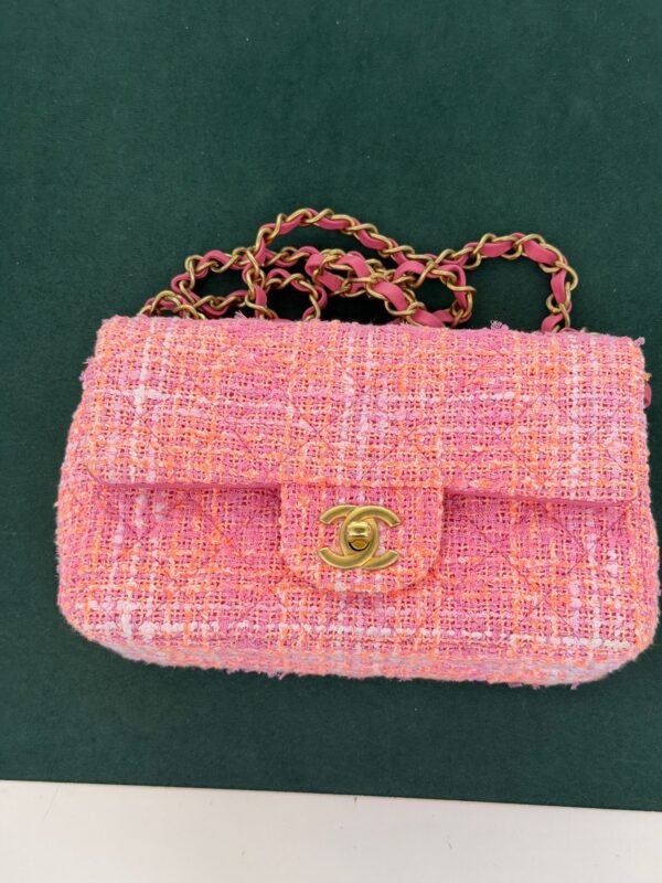 Chanel Classic Flap Bag Tweed rosa multicolor
