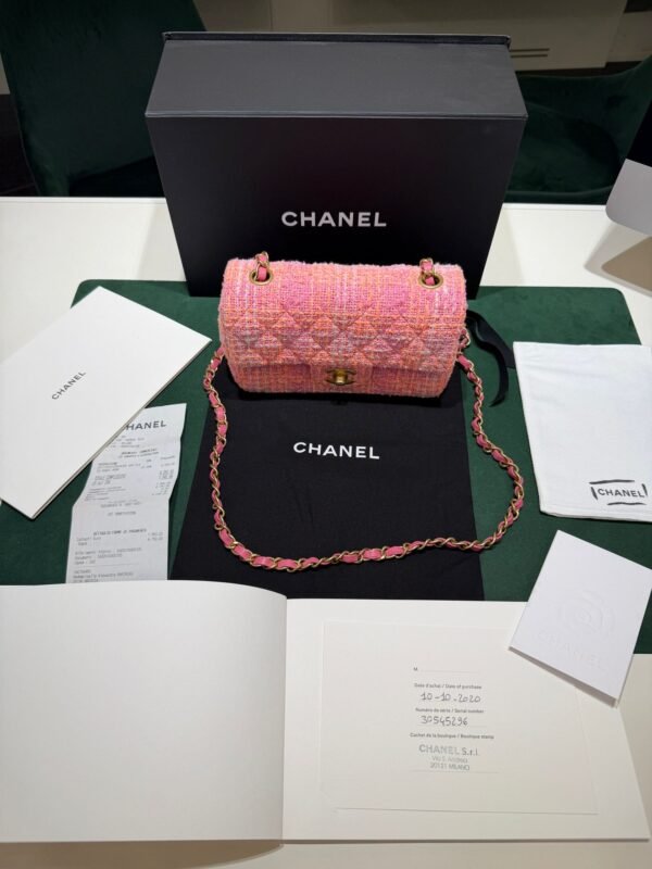 Chanel Classic Flap Bag Tweed rosa multicolor