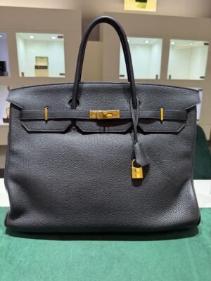 Herm&egrave;s Birkin 40 veau Togo second hand color NOIR ( nero ) hardware dorato con scatola e dustbag