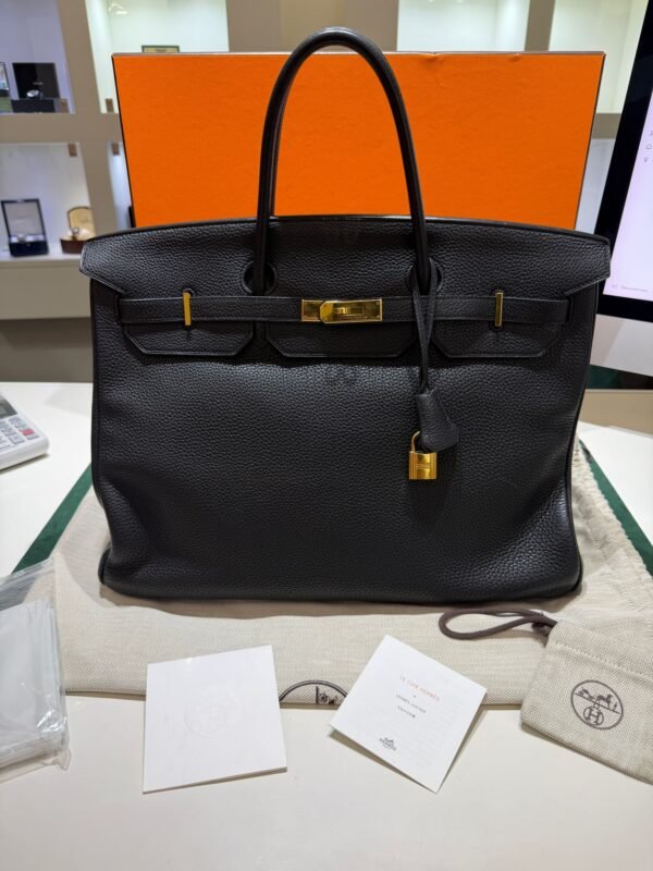 Herm&egrave;s Birkin 40 veau Togo second hand color NOIR ( nero ) hardware dorato con scatola e dustbag