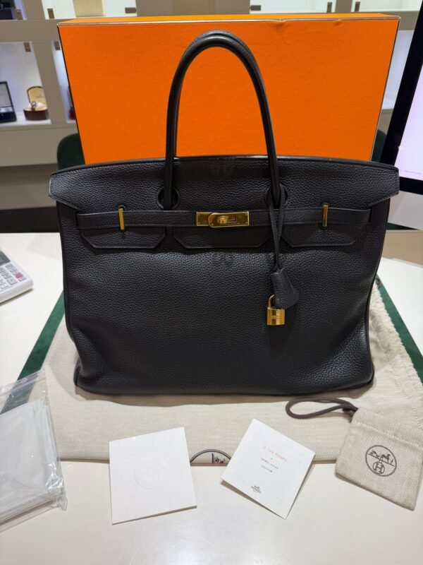 Herm&egrave;s Birkin 40 veau Togo second hand color NOIR ( nero ) hardware dorato con scatola e dustbag