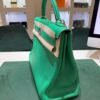 Hermès Kelly 40  hardware palladio second hand Retourne color vert Menthe in Taurillon Clémence