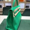 Hermès Kelly 40  hardware palladio second hand Retourne color vert Menthe in Taurillon Clémence