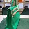 Hermès Kelly 40  hardware palladio second hand Retourne color vert Menthe in Taurillon Clémence
