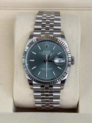 Rolex Datejust 36 Green verde menta NUOVO 2026 jubilee full set con documenti e scatola