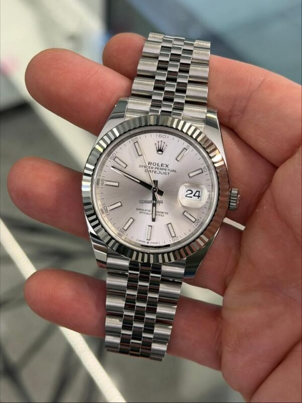 IMG_3650 Rolex Datejust 41 41mm grigio argentè NUOVO del 2026 jubilee full set con documenti scatola