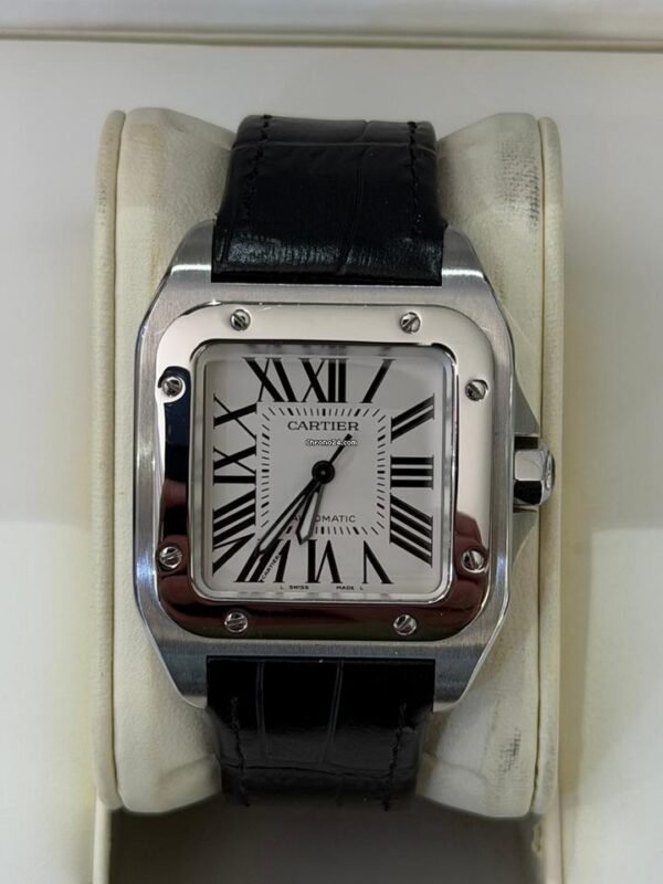 IMG_3667 Cartier Santos 100 medio 33mm acciaio del 2007 full set top condition con documenti e scatola