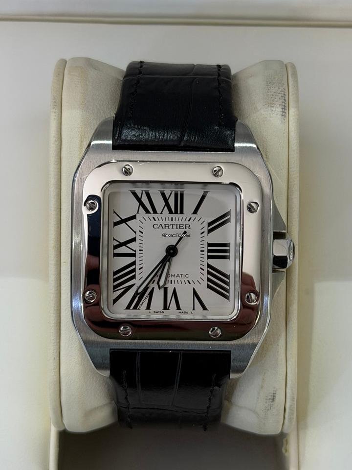Cartier Santos 100 medio 33mm acciaio del 2007 full set top condition con documenti e scatola