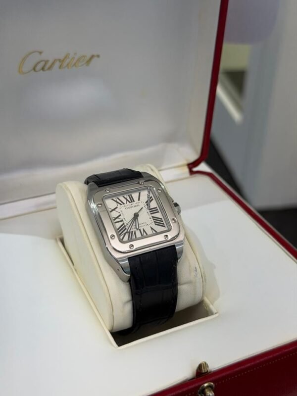 IMG_3669 Cartier Santos 100 medio 33mm acciaio del 2007 full set top condition con documenti e scatola