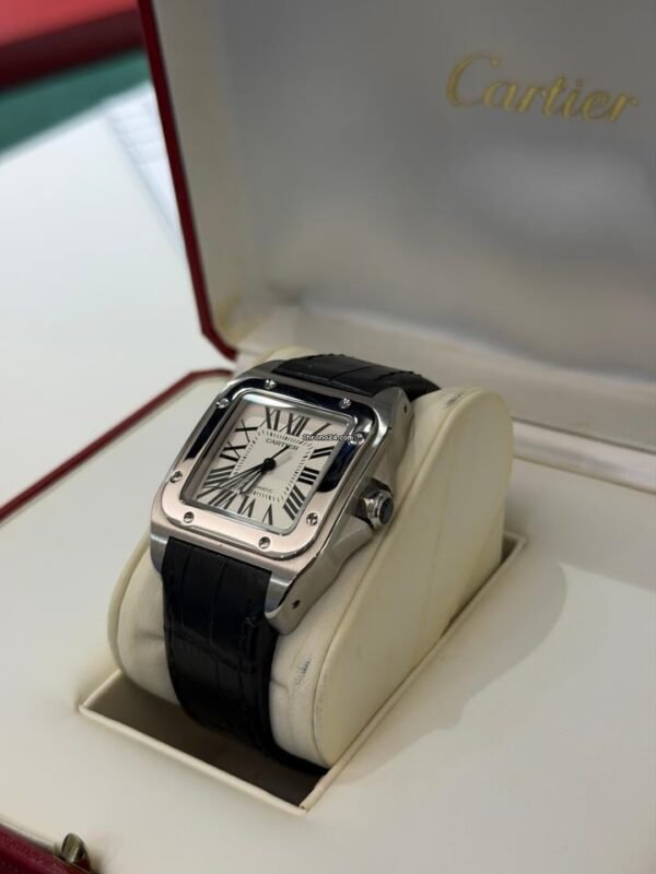IMG_3670 Cartier Santos 100 medio 33mm acciaio del 2007 full set top condition con documenti e scatola