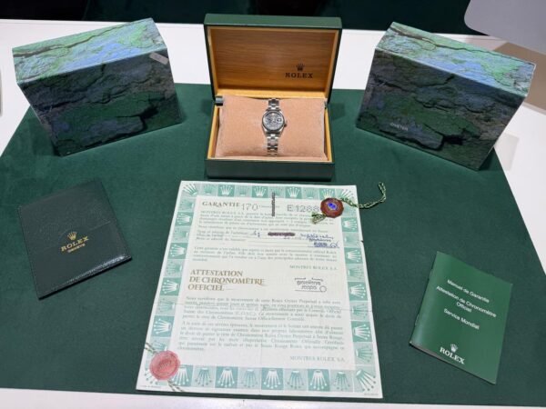 Rolex Lady-Datejust ghiera oro bianco jubilee quadrante nero del 1991 Italia full set top