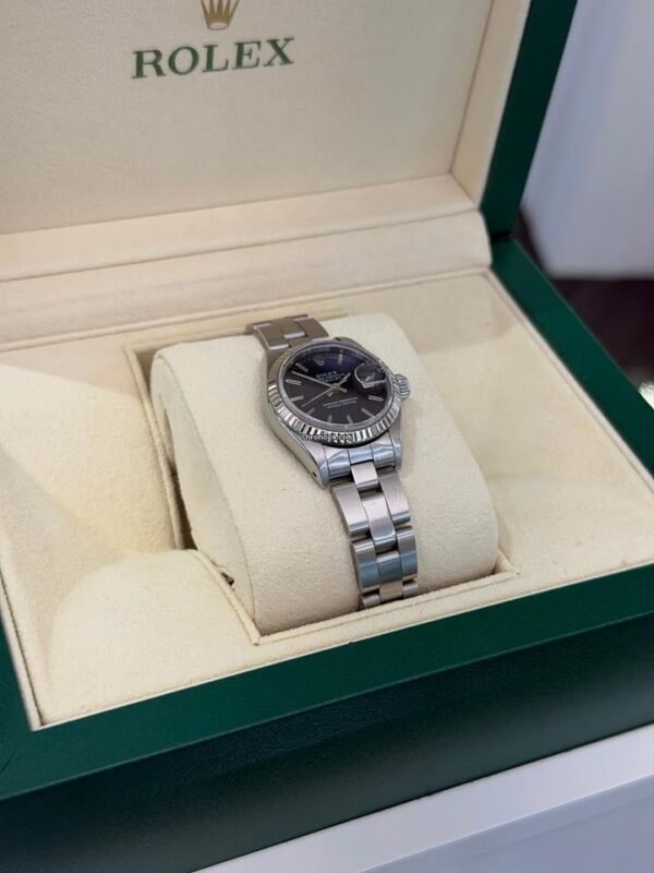 Rolex Lady-Datejust ghiera oro bianco jubilee quadrante nero del 1991 Italia full set top