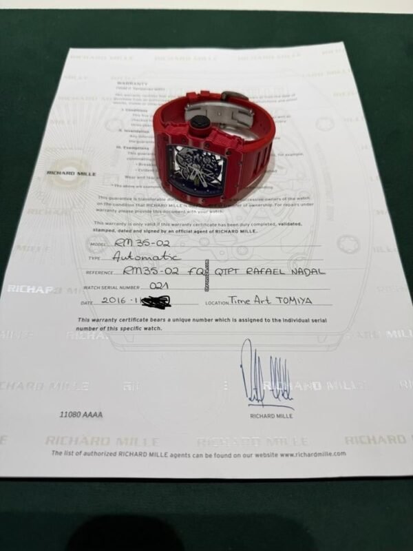 Richard Mille RM 035 Rafael Nadal Rm 50mm red carbon tpt del 2016 excellent condition automatic full set