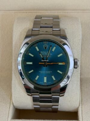 Rolex Milgauss BLU vetro verde del 2019 full set excellent condition con documenti e scatola